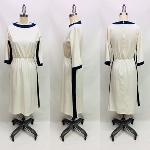 Vintage Ivory and Navy Dress